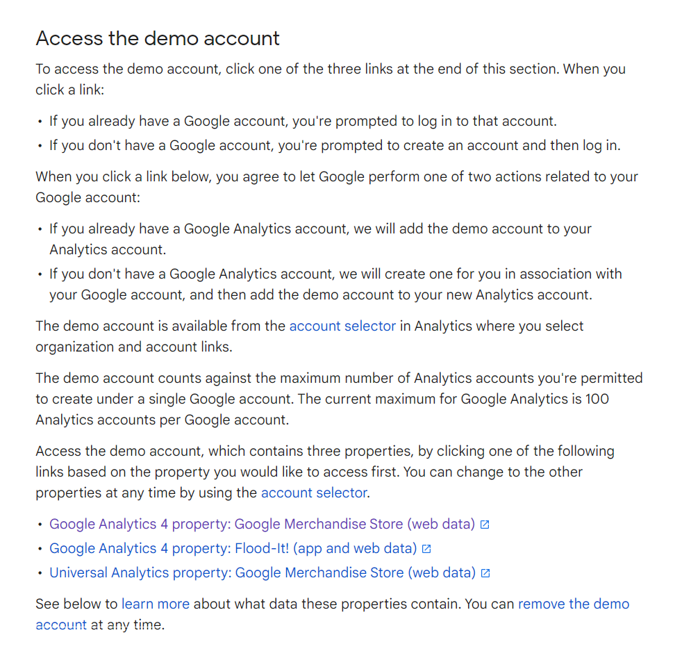 Accedi all'account demo - GA4